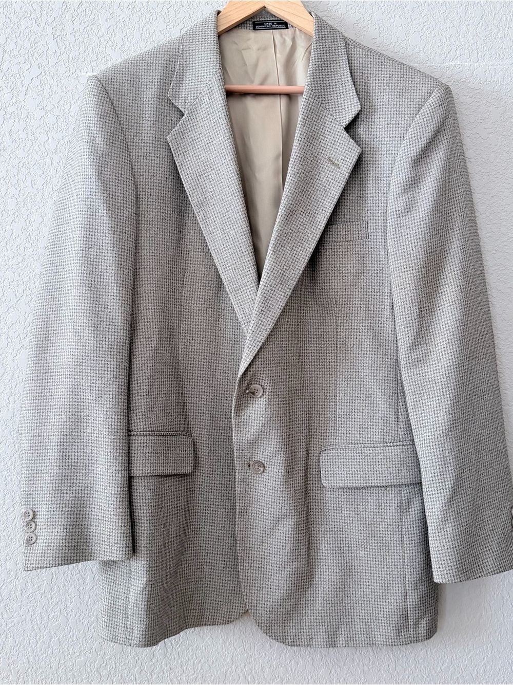 Barrington 42L Tweed Blazer Sport Coat Beige Houndstooth Preppy